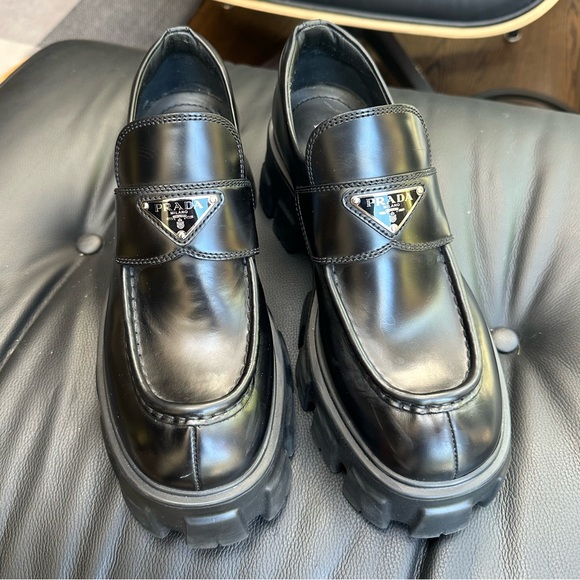 Authentic Prada Monolith Lug Sole Loafers Size 40 - Picture 2 of 10